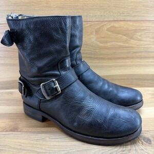 FRYE Veronica FLAWED Short Biker Boots Womens 8.5 B Black Leather Back Zip